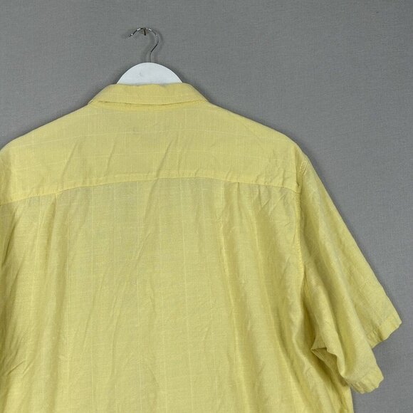 Via Europa Mens Shirt XXL Yellow Textured Short Sleeve Button Front Resort Wear - Picture 7 of 11